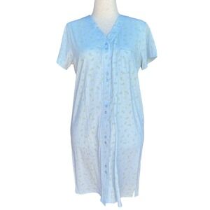 Vintage Simple Pleasures Nightgown Large Blue Floral Button Front Cottagecore‎